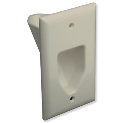 DataComm Recessed Cable Access Wallplate, 1-Gang, Light Almond